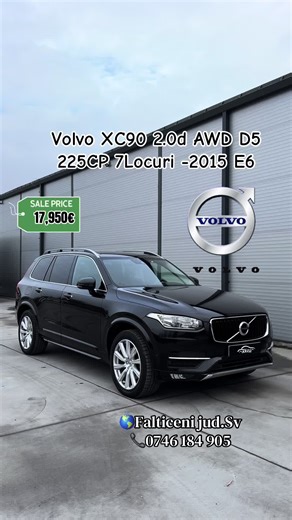 🚙Volvo XC90 D5 AWD 225CP – 7 Locuri (2015) ⸻ 🔧 Date Tehnice \t•\t🚗 Motorizare: 1969 cmc \t•\t⚡ Putere: 225 CP (165 kW) \t•\t🛣️ Kilometraj: 251.000 km \t•\t⚙️ Transmisie: Automată \t•\t🛞 Tracțiune: AWD 4x4 \t•\t📅 An fabricație: 29.11.2015 \t•\t🌱 Normă poluare: Euro 6 \t•\t🧾 ITP valabil: 10.12.2027 \t•\t🇷🇴 Înmatriculat RO: 2025 \t•\t👤 Prim proprietar \t•\t💳 Rate / Garanție / Buy-Back disponibile ⸻ ✨ Dotări Interior & Confort \t•\t🛡️ ABS / ESP / EDS / DSTC \t•\t🔑 Keyless Entry & Go \t