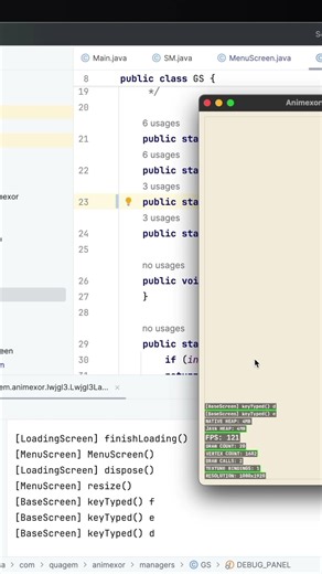 On screen console log.