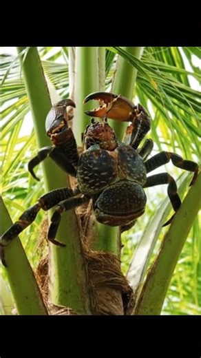 Unbelievable! Coconut Crab Climbs Tall Coconut Tree Like a Pro!