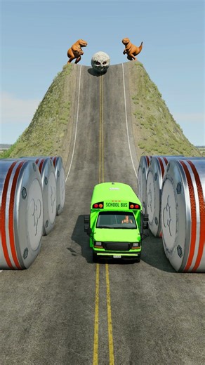 Colourful School Bus vs Hydraulic Crush - BeamNG.drive