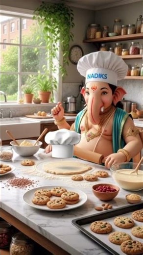 Little Ganesha Master Chef 🍪 | Cute Ganesha Making Cookies | Ganpati Cooking Fun#love #cute #ganpati