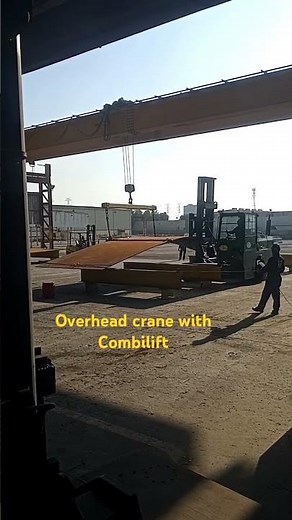 Testing 8 tons plate to shifting of overhead crane with combilift