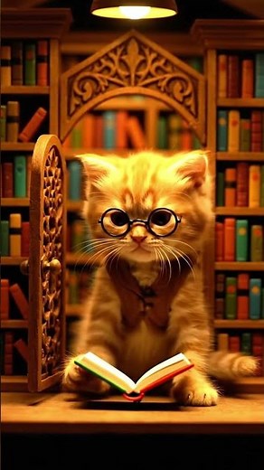 “Adorable Cat Librarian Reading Tiny Books 📚 | Miniature World Magic!” #shorts