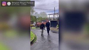 Prince Emmanuel, 19, pictured on crutches during royal family trip