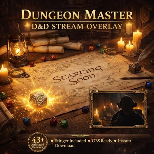 Dungeon Master Dnd Twitch Overlay | Animated RPG Fantasy Stream Screens Alerts Panels Pack - Etsy Canada