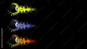 Number 8 Pool Ball Animation, Rendering, Lower Thirds with Alpha Channel, Loop, 4k