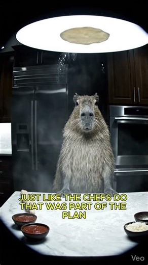 Capybara tried to toss pizza dough…