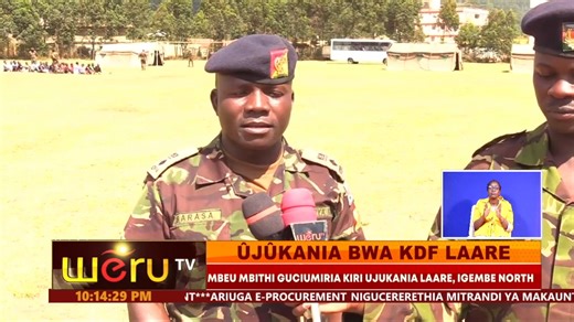 ÛJÛKANIA BWA KDF LAARE The KDF recruitment officer in Murungene, Igembe North has warned those planning to buy their way into training camps through corruption that they will be dealt with, and has commended the youths there for the large turnout | Weru TV