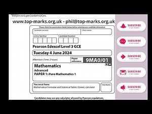 Edexcel A level Maths June 2024 Paper 1 Pure - worked solutions