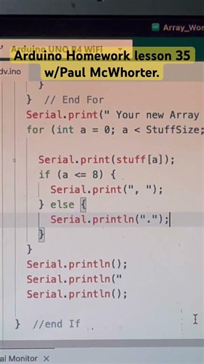 Arduino Homework lesson 35. Arrays.User input. Iterations.Sorting.Code in description. #arduino