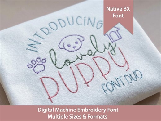 Puppy Embroidery Font, Stem Stitch Block, BX Font (digital Download) - Etsy
