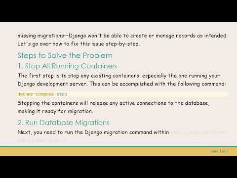 Resolving the Error with Docker Compose Django and PostgreSQL