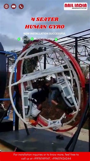 4 Seater Human Gyro Installation & Ride Experience | Adventure Park Attraction