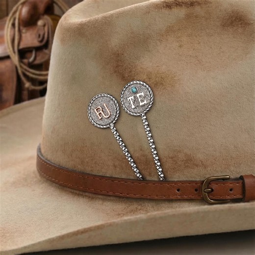 Personalized Cattle Brand Turquoise Initials Hat Pin, Western Toothpick Gift for Cowboy Man - Etsy