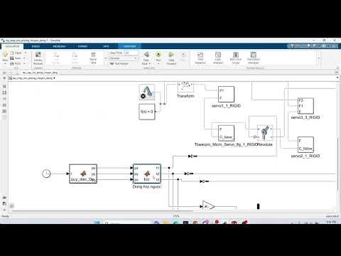 Controlling the movement of the robotic arm from point A to point B using MATLAB Simulink and compar