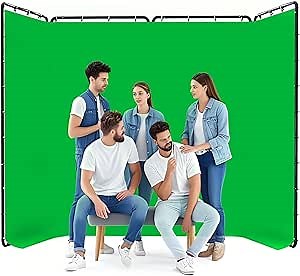 7.87ft x 13.12ft Green Screen Backdrop with Stand, Large Professional Collapsible Backdrop System for Photo Studio, Video Shooting, Live Streaming, Gaming
