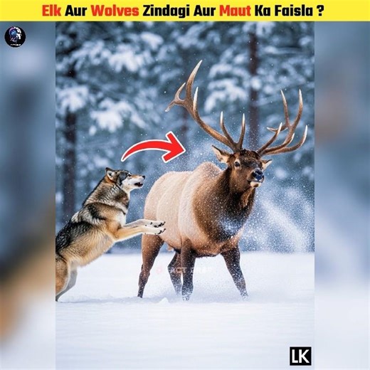 Elk Jump Into Icy River to Escape Wolves! #shorts