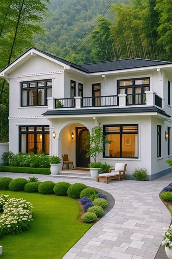 Warm Colonial Home at Dusk — Cozy Luxury Vibes ✨🏡 #dreamhome #contemporaryhome #exteriordesign