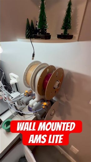 Saving desk space with this wall mounted Bambu A1 mini AMS wall mount