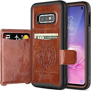 Samsung Galaxy S10e Wallet Case - SEYMAC Stock Full Body Rugged Heavy Duty Case with Card Holder/Stand/Magnetic Closure Flip, Shock Drop Proof Impact Protective Cover for 2019 Galaxy S10e -Coffee