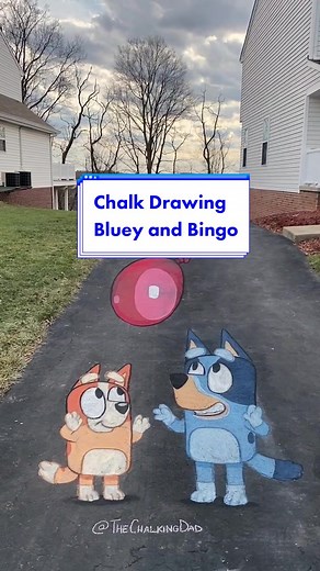 Bluey Chalk Art: Keepy Uppy Champions by The Chalking Dad