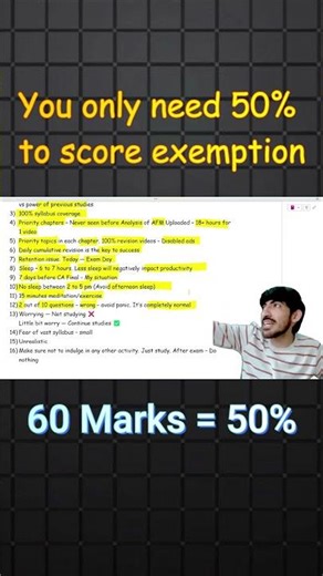 You only need 50% to score exemption #shorts #shortsfeed #short #ytshorts #cafinal #cainter #icai