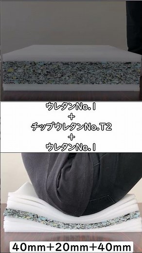 ショート 【Re-SOFA】ソファ座面交換用クッションに座ってみた！ウレタンNo.1とチップウレタンNo.T2 三層品【よみがえれソファ】