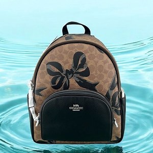 Coach Court Backpack In Signature Canvas With Bow Print Bag Purse