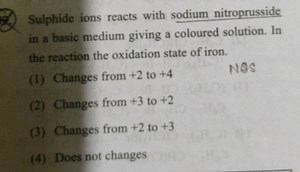 Sulphide ions reacts with sodium nitroprusside in a basic mediu... | Filo