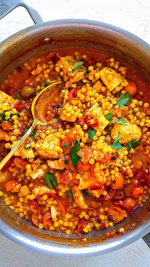 18 reactions · 15 comments | Fregola fish chowder!  Because seafood...