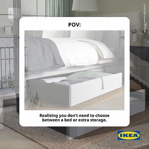 That moment when you realize your bed can do more than just help you sleep, it can store your stuff too! 🛏️💡Get the best of both worlds with a storage bed that’s as smart as it is comfy. #IKEAMalaysia #IKEAMyCompleteSleep | IKEA