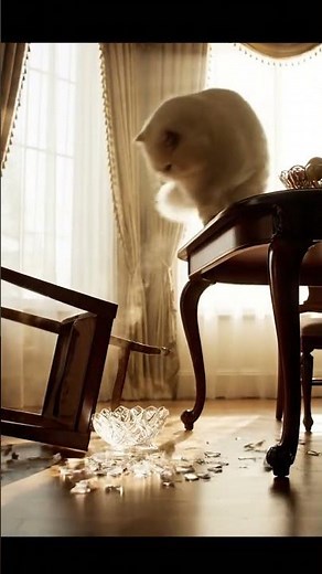 giant persian cat wrecks the dining room chasing a cockroach 💥 #funnycat #shorts