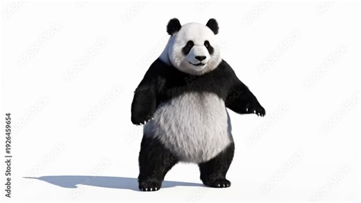 Panda dances happily in a simple studio setting while entertaining viewers with its joyful moves