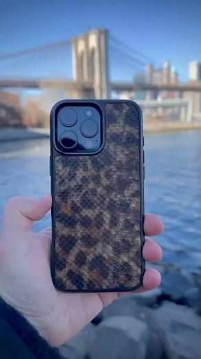 Classic Case For iPhone 16 Pro & 16 Pro Max in Python Color: Black & Gold | A&V.LEATHER