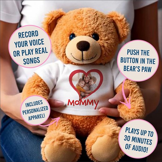 Personalized Teddy Bear With Voice Recording & Custom Apparel - Etsy
