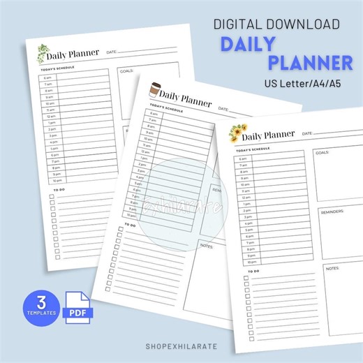 Daily Planner Templates - Etsy