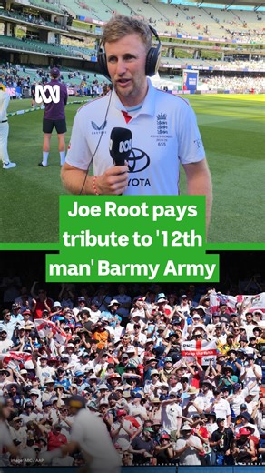 After 5,468 days without a Test win in Australia, the Barmy Army finally tasted success, with Joe Root paying tribute to his fans. 🏏🏴󠁧󠁢󠁥󠁮󠁧󠁿🎺 📻 Catch every ball this summer. Live and ad-free on ABC listen: https://ab.co/44Lxppz 📱 Listen to Grandstand at Stumps: https://ab.co/49t9NIS | ABC Sport