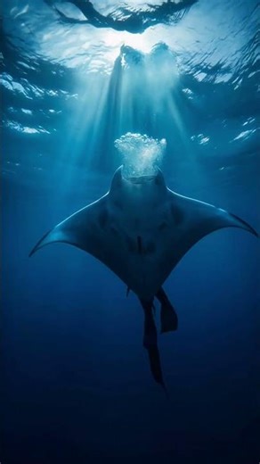 "Ocean's Embrace: Diver Meets Giant Manta" #globaltruevibes #stressrelief