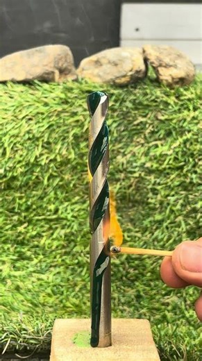 A drill bit on fire solving problems in a way absolutely #InnovationUSA #SmartSolution #HandyTrick