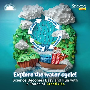Stickoo Glue takes your learning to the next level! Experience the water cycle with a touch of creative fun. 🌿🌦️ #StickooGlue #WaterCycleWonder #FunWithScience #CreativeJourney | Stickoo