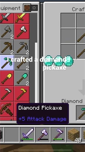 crafting a diamond pickaxe