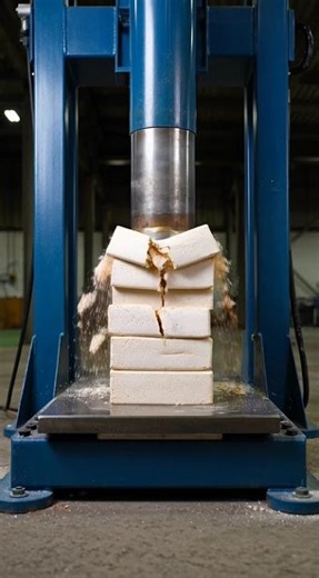 Hydraulic Press vs Foam Bricks Stack 🧱 Satisfying Slow Motion Crush #shorts #asmr