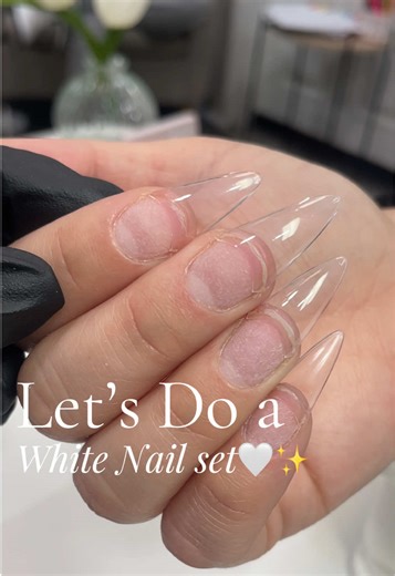 White Nail Set Tutorial: Almond Shape Design✨🤍