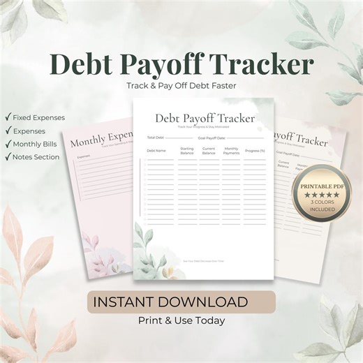 Debt Payoff Tracker Printable PDF, Debt Snowball Worksheet, Budget Planner, Money Tracker, Debt Tracker Sheet, Instant Download - Etsy