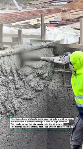 Shotcrete Wall Spraying with Concrete Pump #Construction #Shotcrete #Concrete