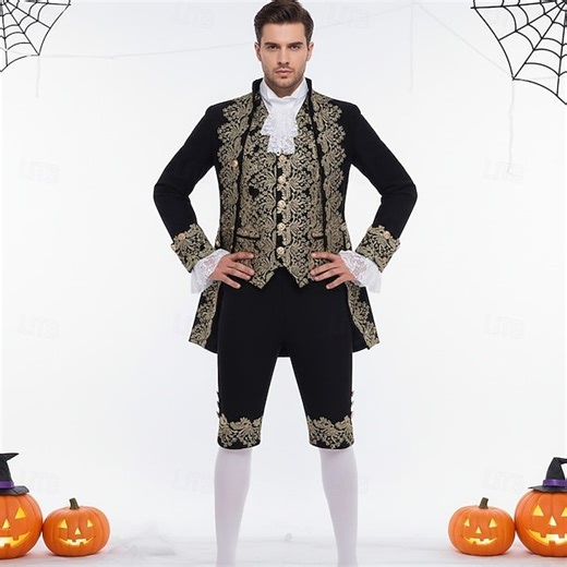 Rococo Baroque Victorian Outfits Fancy Costume Prince Nobleman Fancy Dress Men's Halloween Carnival Performance LARP Ren Faire Adults' Costume 2026 - $105.99