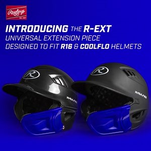 Introducing the all new R-EXT Universal Batting Helmet Extension! The Rawlings R-EXT universal batting helmet extension piece provides the batter with extra facial coverage without limiting visibility. The added facial coverage allows the hitter to step into the box in any situation with increased confidence. Shop now: http://bit.ly/2SXFN1a This extension is designed to fit on all R16 and Coolflo Series batting helmets. | Rawlings Sporting Goods