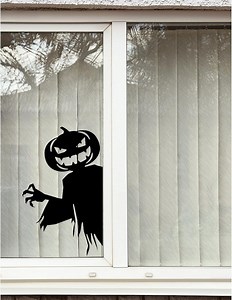 Halloween Window Decal, Peeking Pumpkin Head Ghost Silhouette, 16.5 X 11.5 In - Etsy