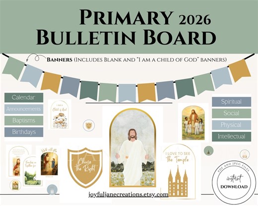 LDS Primary Bulletin Board Kit, Primary President Helps, 2026 Primary Come Follow Me, Articles of Faith, Scripture Art, Old Testament Poster - Etsy