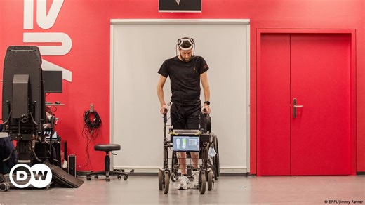 Brain implants help paraplegic man walk again